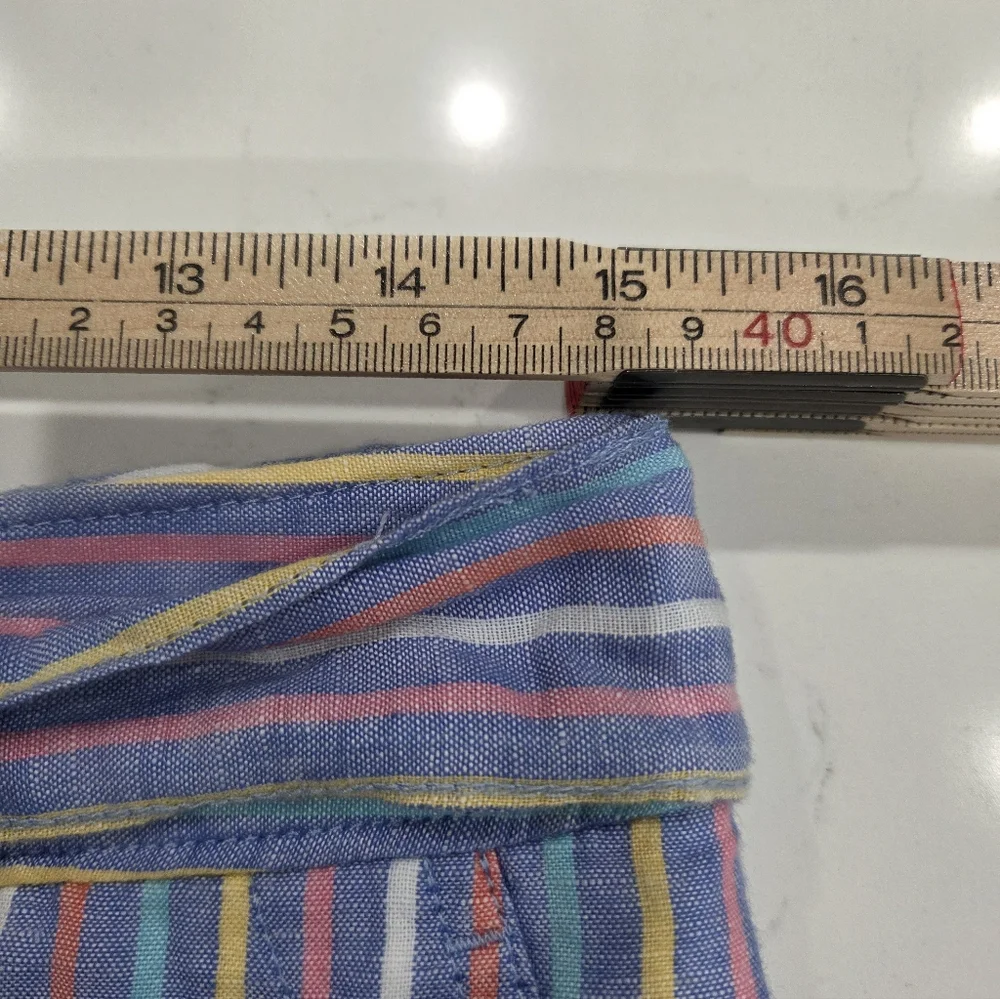 TALBOTS WOMEN'S LINEN STRIPPED SHORTS WITH TIE BELT SIZE 4P